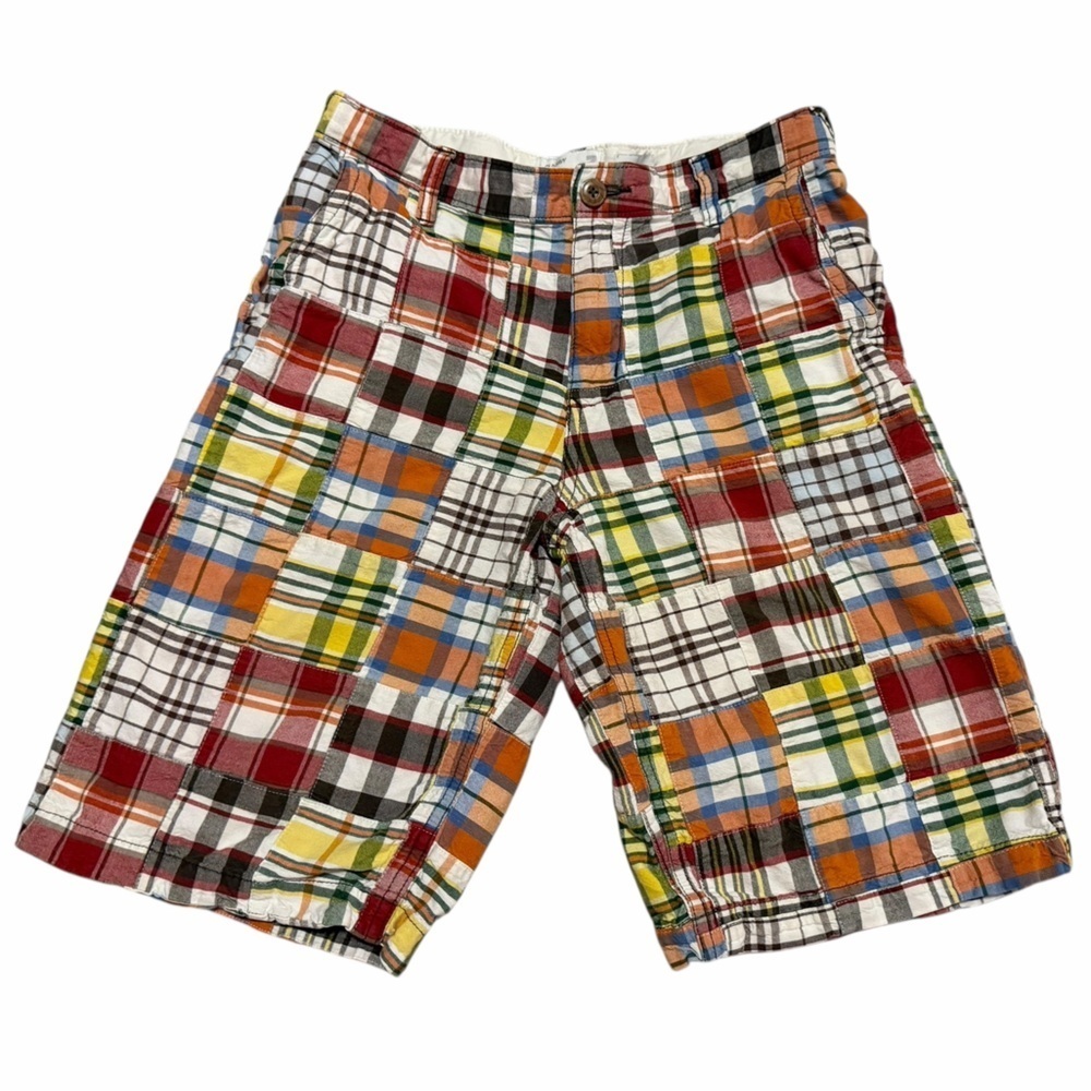 Vintage Old Navy Boys 14 Husky Patchwork Plaid Shorts